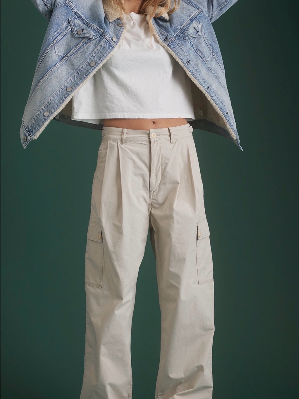 American Eagle Outfitters Beige Straight-Leg Cargo Pants
